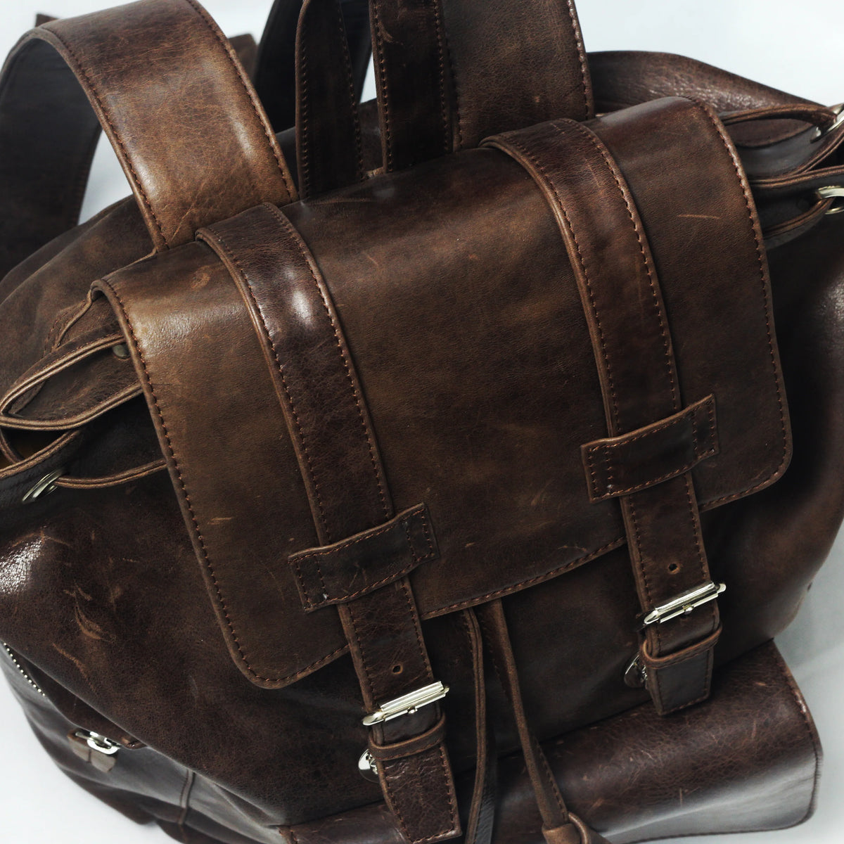 Hilford | Distressed Brown Leather Backpack